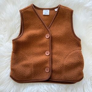Zara Kids Tan Button-Up Fleece Vest